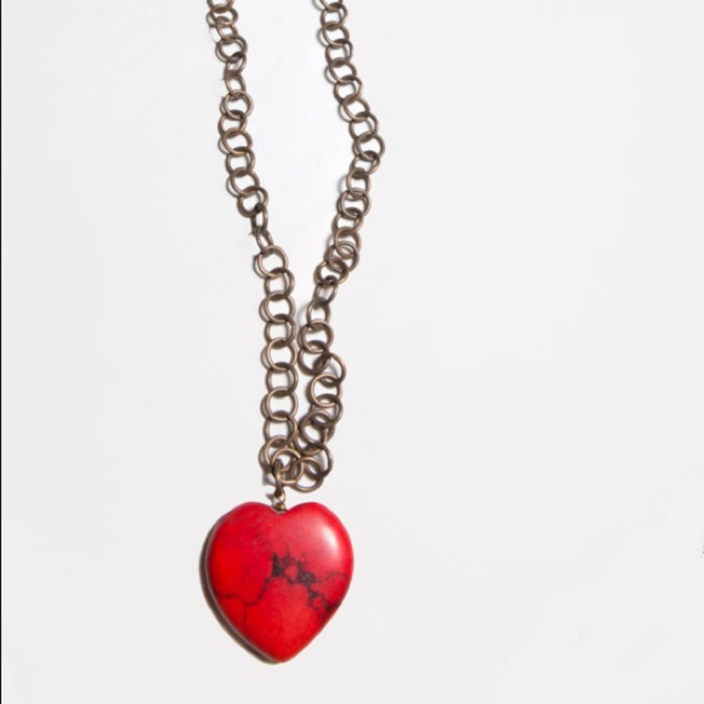 Red stone heart shaped necklace